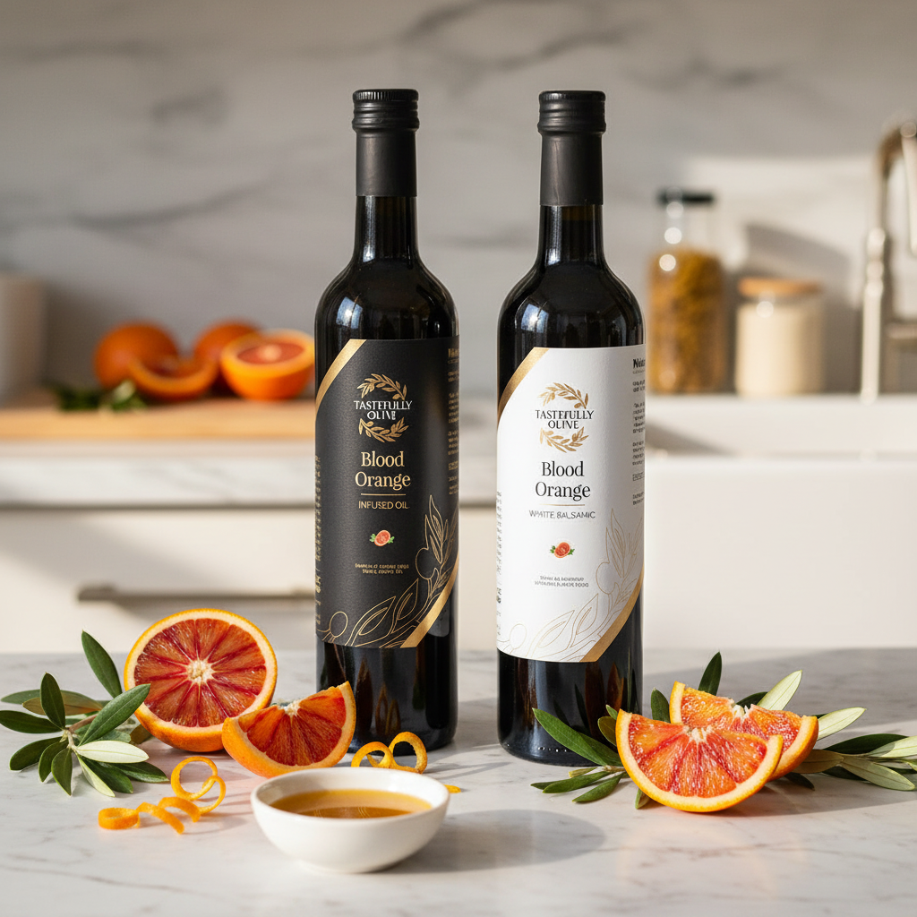 Blood Orange White Balsamic Vinegar - Vibrant Citrus Flavor - Tastefully Olive