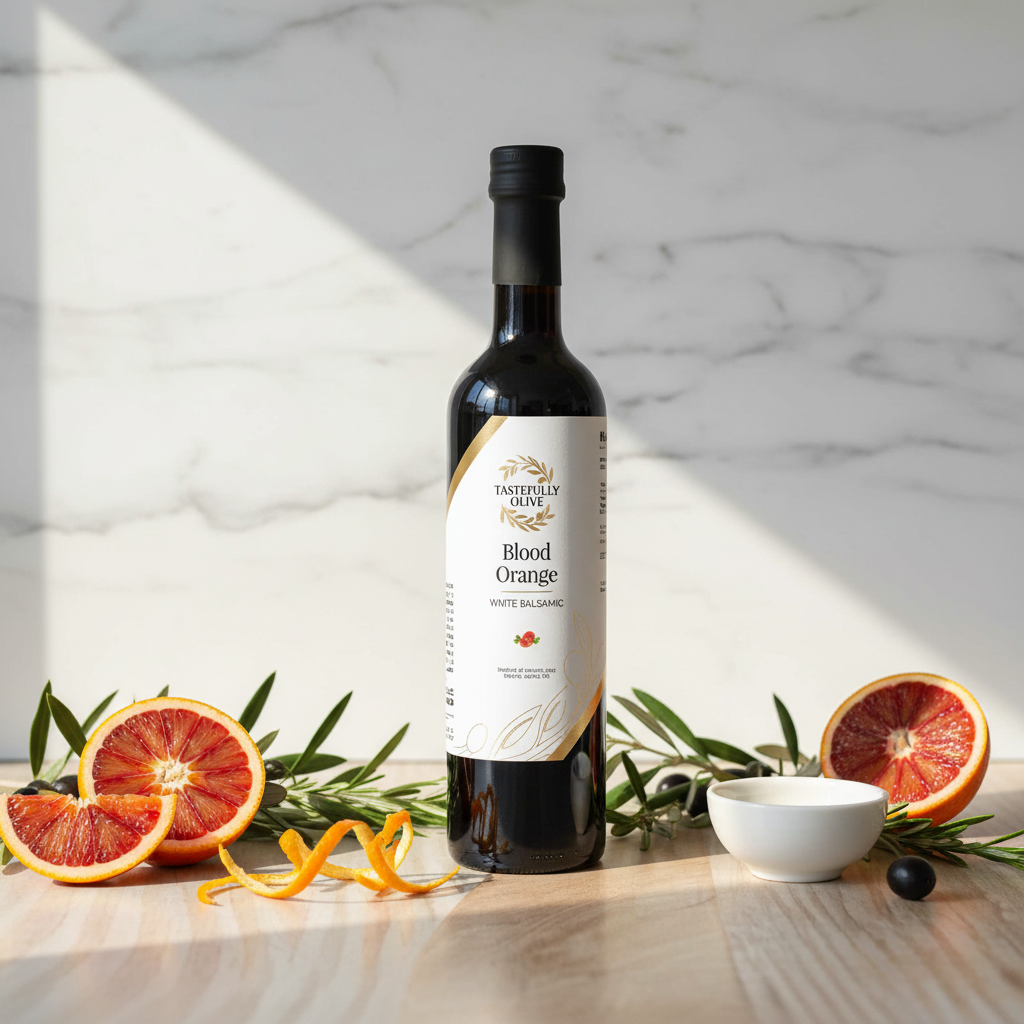 Blood Orange White Balsamic Vinegar - Vibrant Citrus Flavor - Tastefully Olive