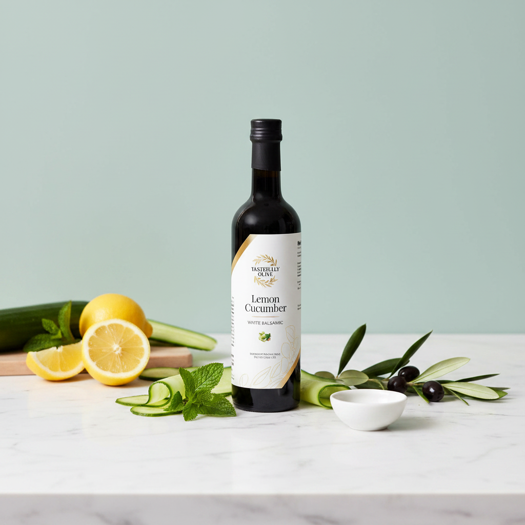Lemon Cucumber White Balsamic Vinegar - Bright & Refreshing - Tastefully Olive
