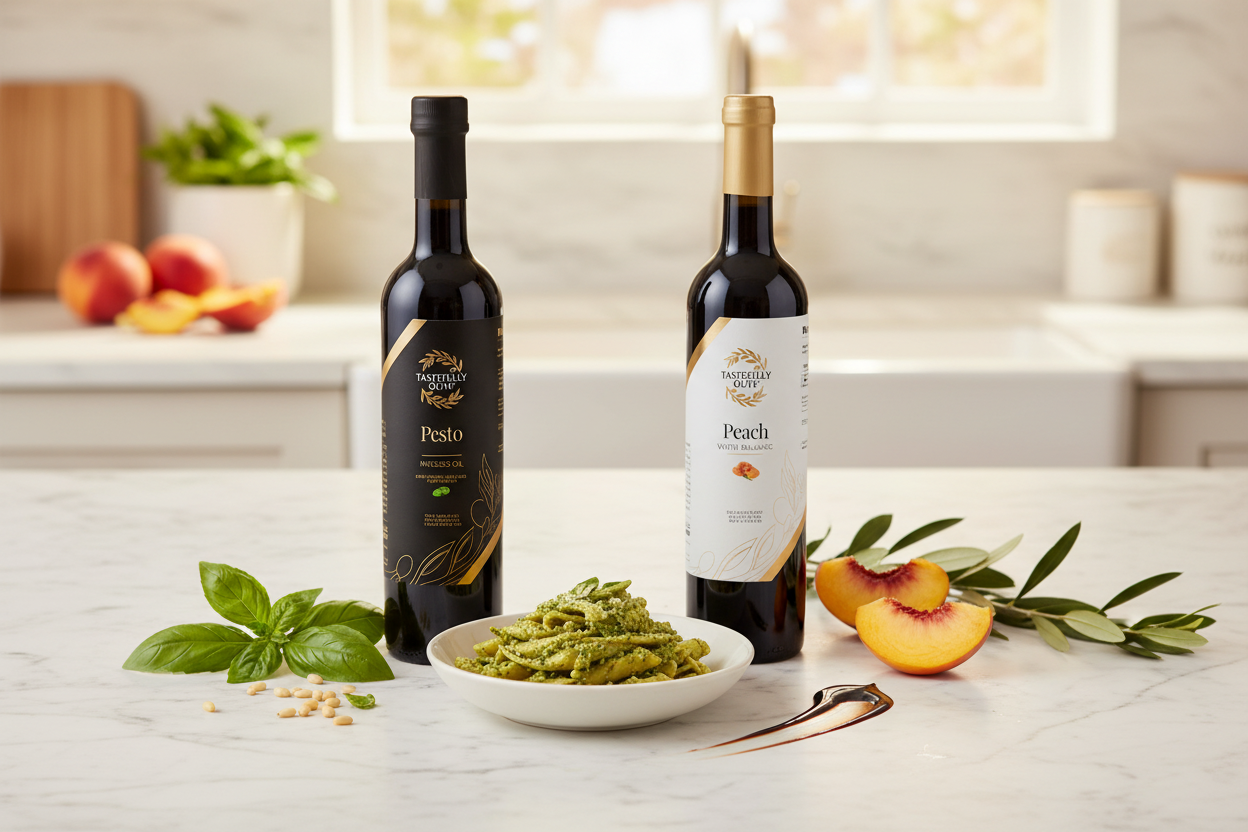 Pesto Infused Olive Oil – Elevate Your Culinary Experience - Tastefully Olive