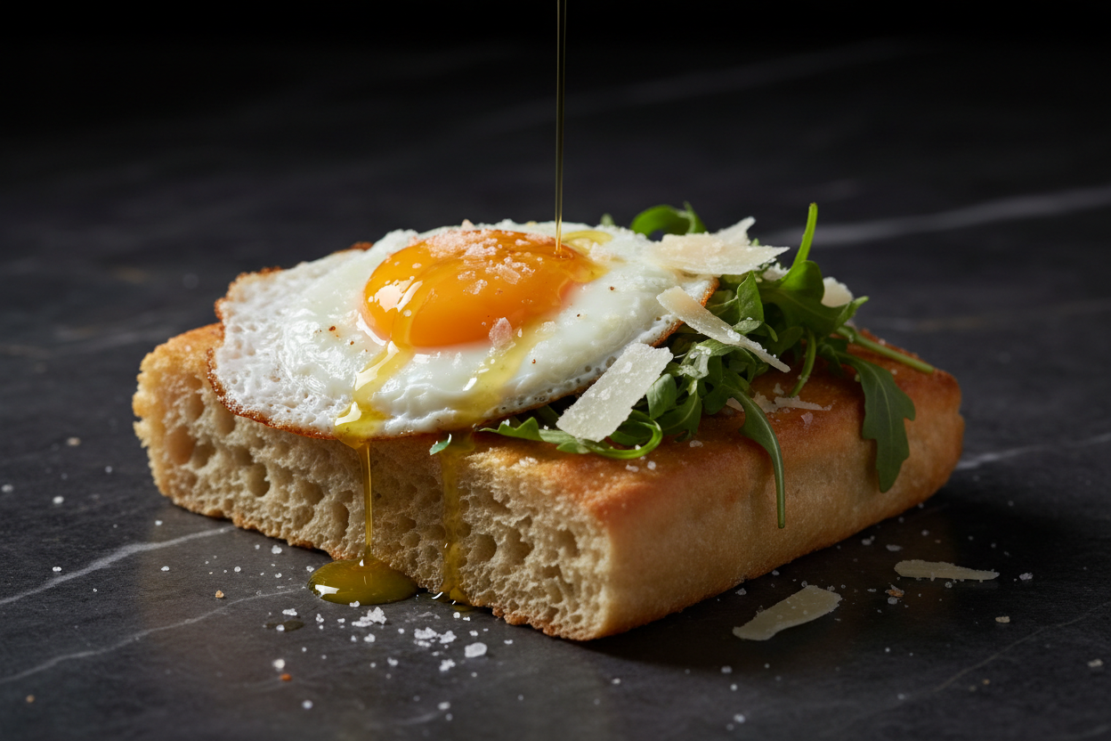 Savory Rosemary Focaccia Toast with Fried Eggs
