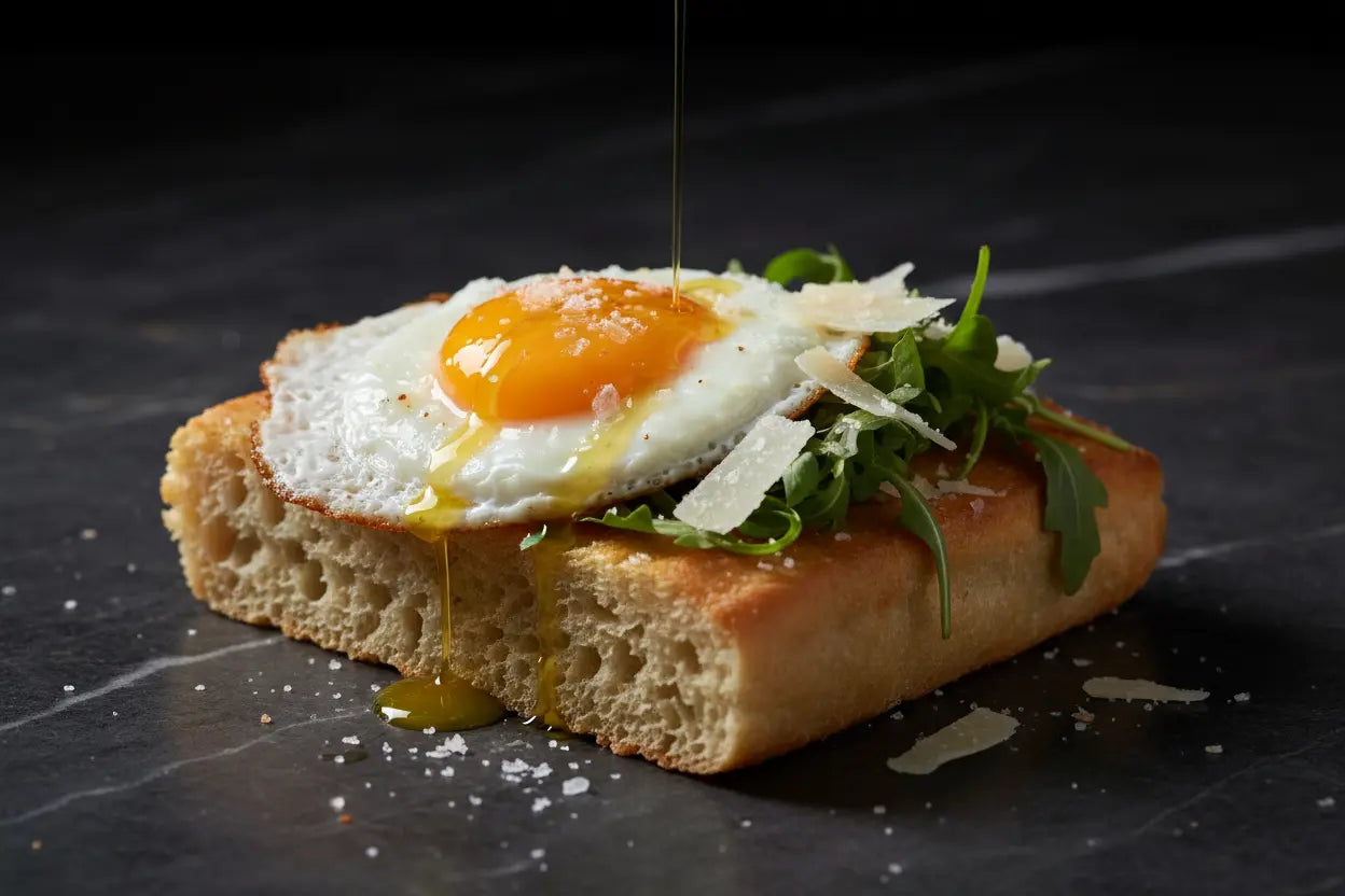Savory Rosemary Focaccia Toast with Fried Eggs