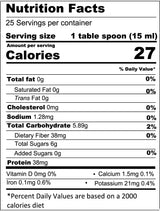 The Nutrition Facts label reveals that each 15 ml serving of Tastefully Olive’s Crushed Fruit Purees contains 27 calories. This blend, made from organic fruits, features 0g fat, 0mg cholesterol, 1.28mg sodium, 5.89g total carbohydrates, 6g sugars, and a robust profile of vitamins and minerals.