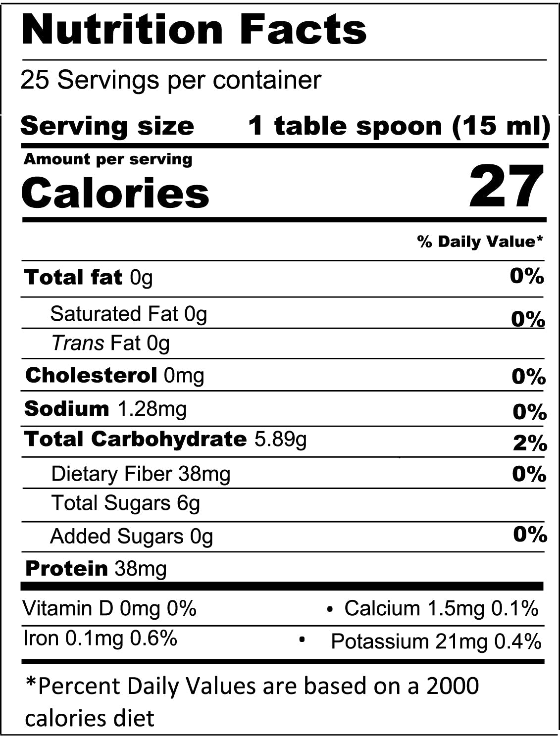 The Nutrition Facts label reveals that each 15 ml serving of Tastefully Olive’s Crushed Fruit Purees contains 27 calories. This blend, made from organic fruits, features 0g fat, 0mg cholesterol, 1.28mg sodium, 5.89g total carbohydrates, 6g sugars, and a robust profile of vitamins and minerals.