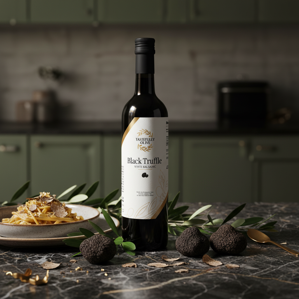 Black Truffle White Balsamic Vinegar - Elevate Your Culinary Creations - Tastefully Olive