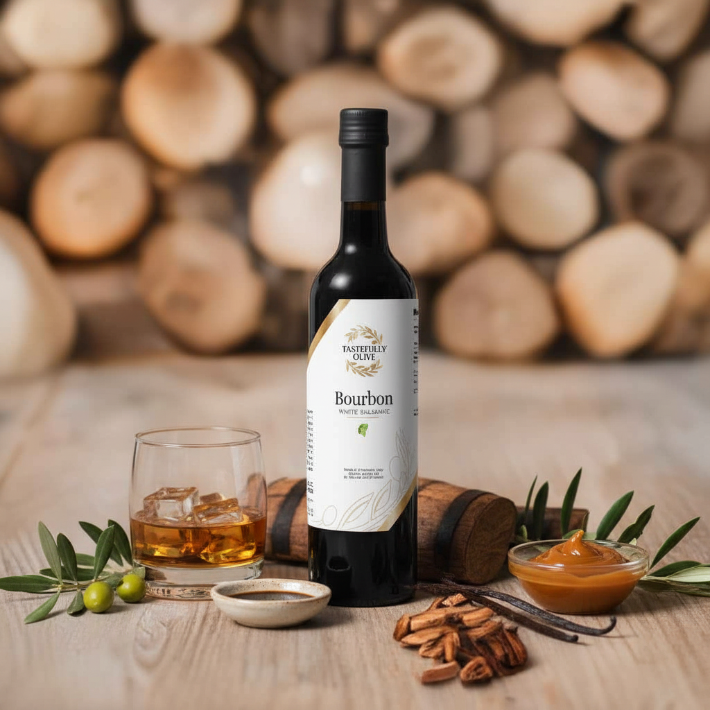 Bourbon White Balsamic Vinegar - Elevate Your Culinary Creations - Tastefully Olive