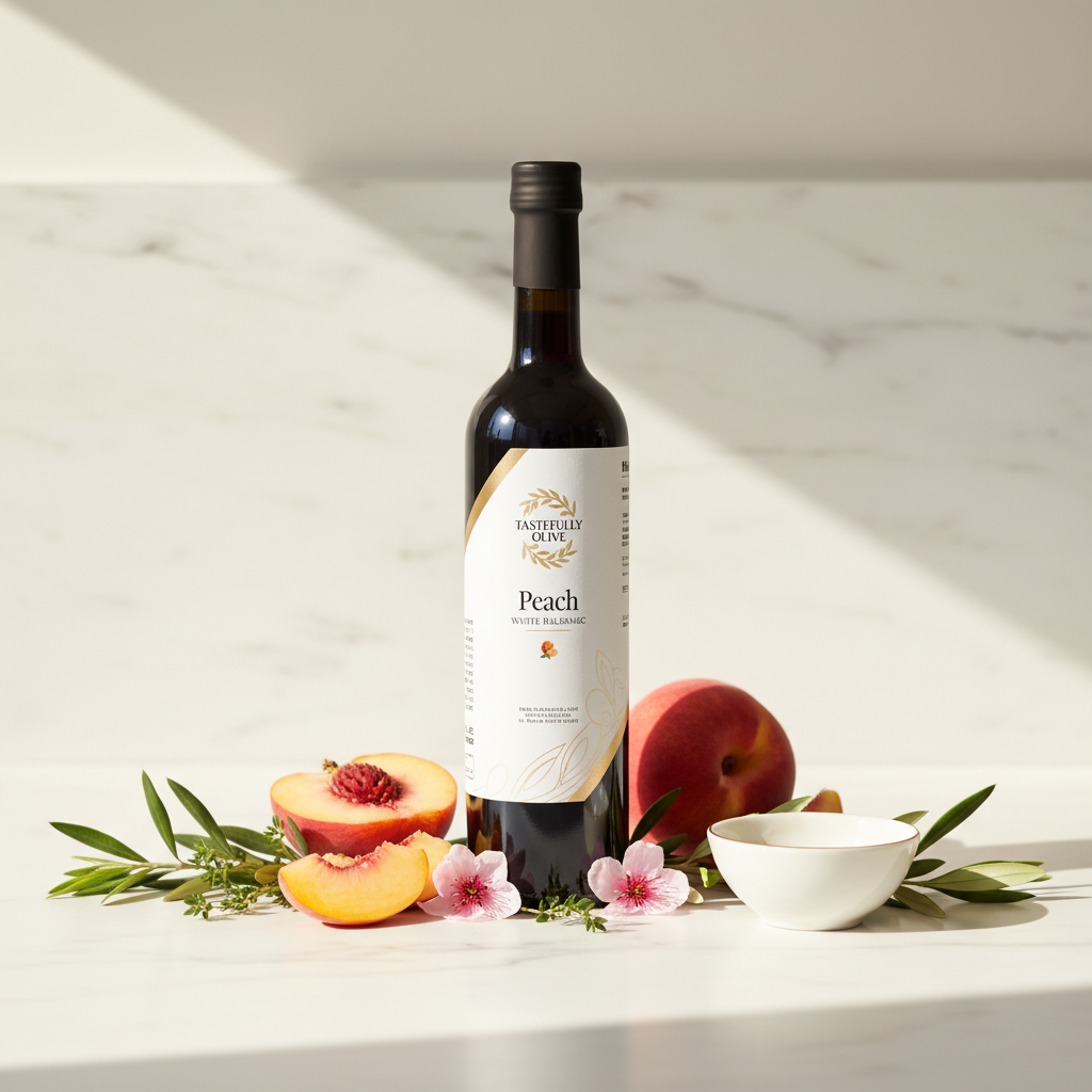Peach White Balsamic Vinegar - Elevate Your Culinary Creations - Tastefully Olive